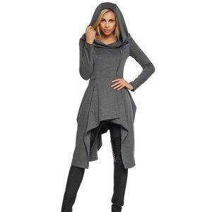 29Desires charcoal gray hanky-hem asymmetric hoodie NWOT Medium